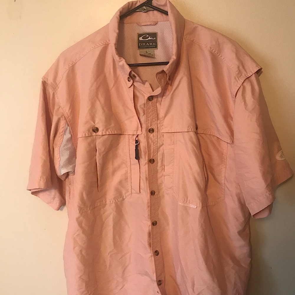 Drake Waterfowl Men’s Salmon Cotton Wingshooter’s Shirt With Staycool Fabric L
